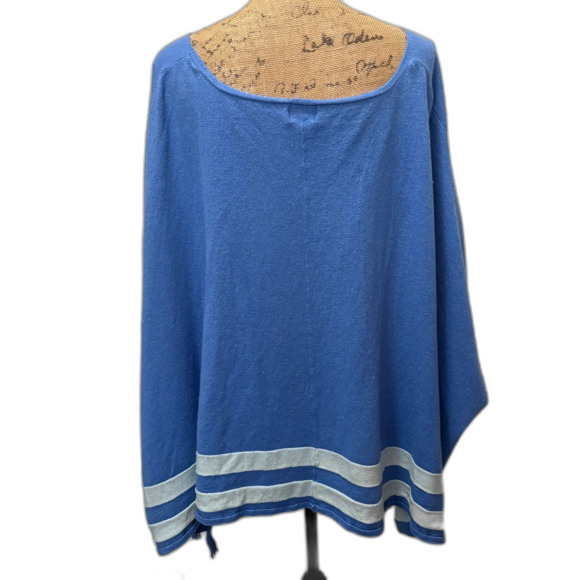 Hiho Tortola Tassel‎ Topper Poncho Blue Knit Swimsuit Coverup Oversized Size M/L - Picture 3 of 4